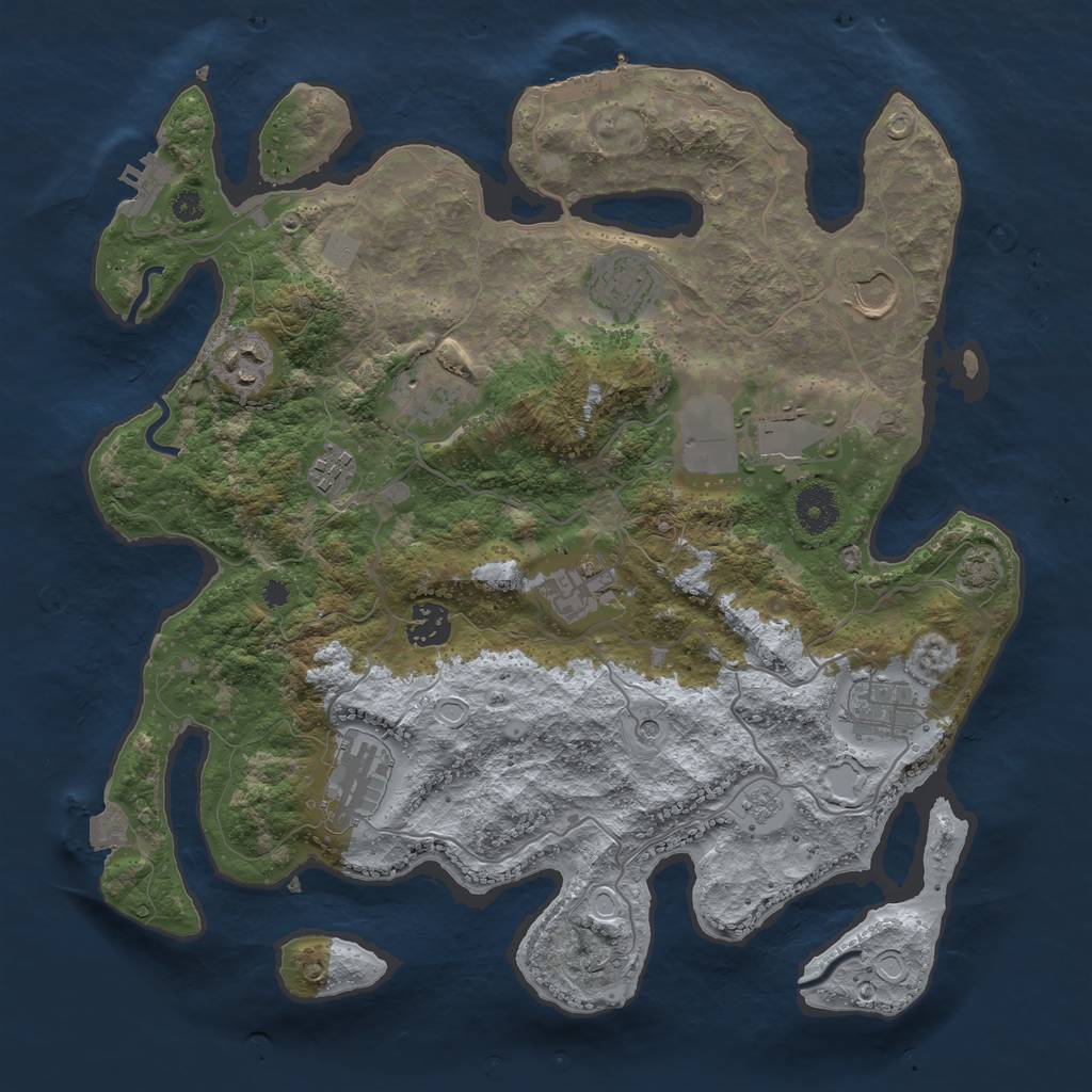 Rust Map: Procedural Map, Size: 3600, Seed: 412, 18 Monuments