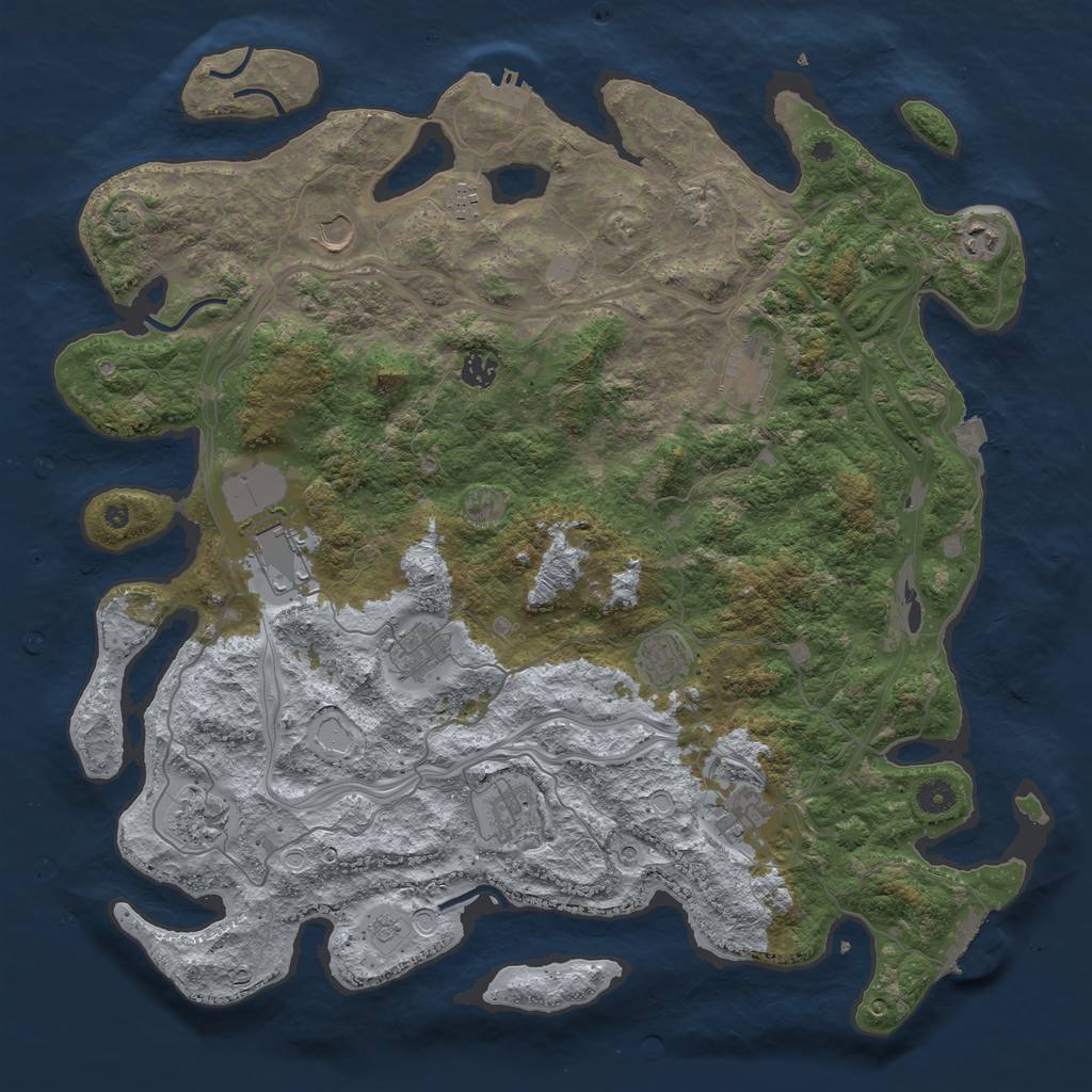 Rust Map: Procedural Map, Size: 4500, Seed: 623699600, 19 Monuments