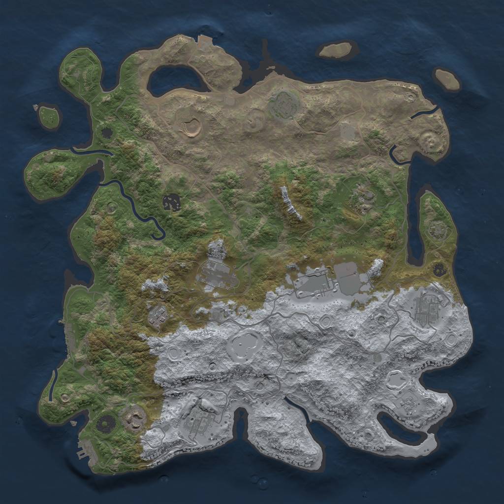 Rust Map: Procedural Map, Size: 4000, Seed: 380342907, 18 Monuments
