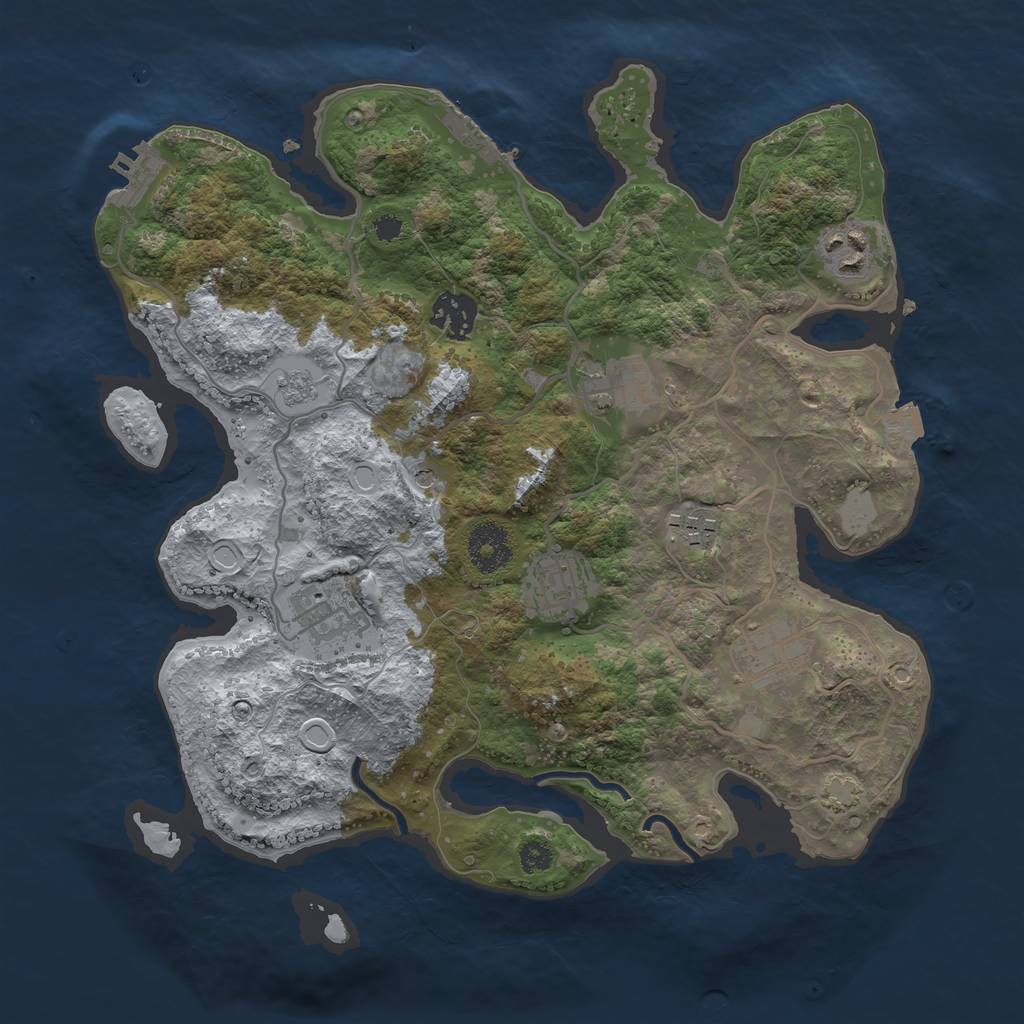 Rust Map: Procedural Map, Size: 3250, Seed: 1424066143, 15 Monuments