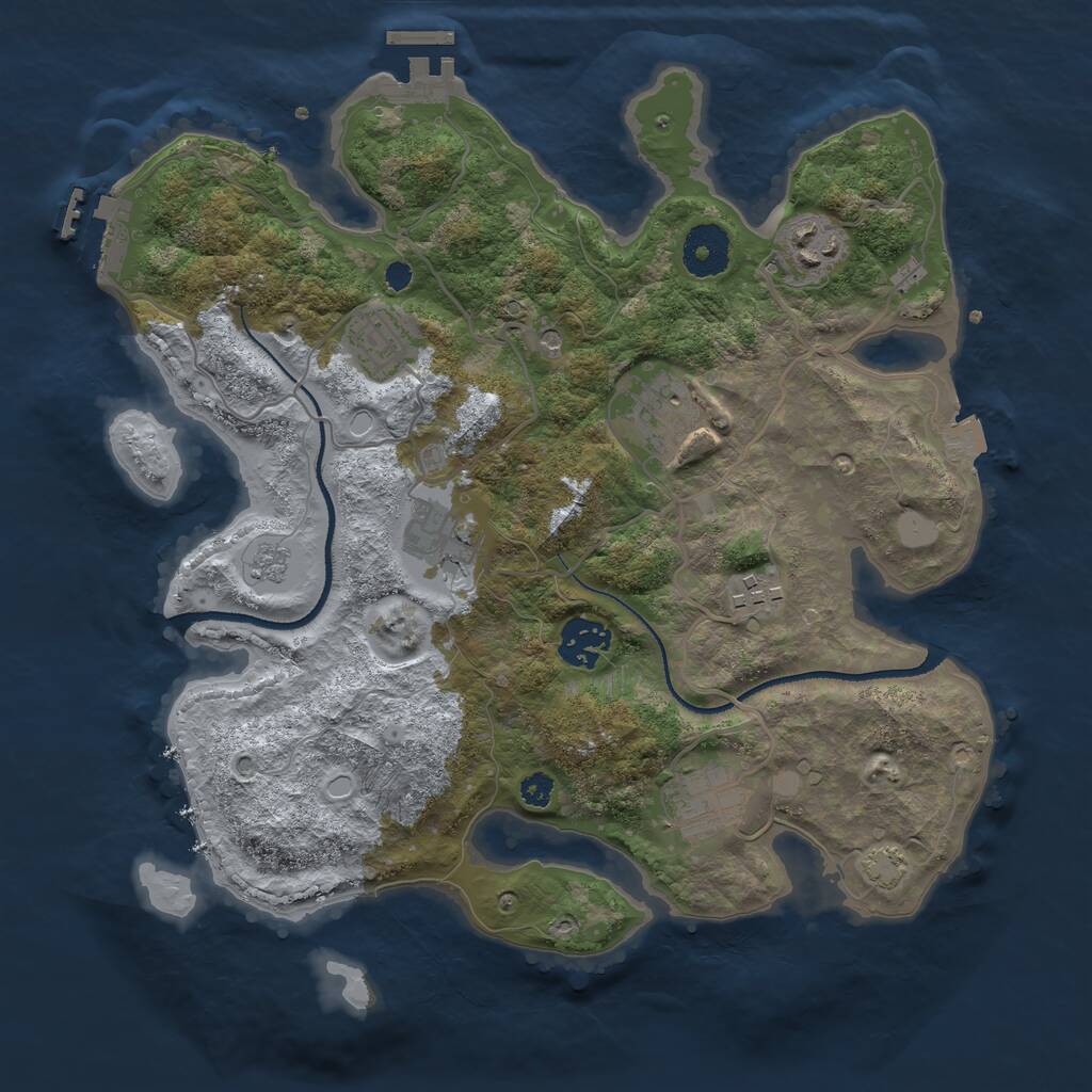 Rust Map: Procedural Map, Size: 3250, Seed: 1424066143, 13 Monuments