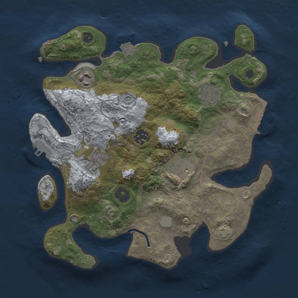 Rust Map: Procedural Map, Size: 3000, Seed: 13198, 12 Monuments