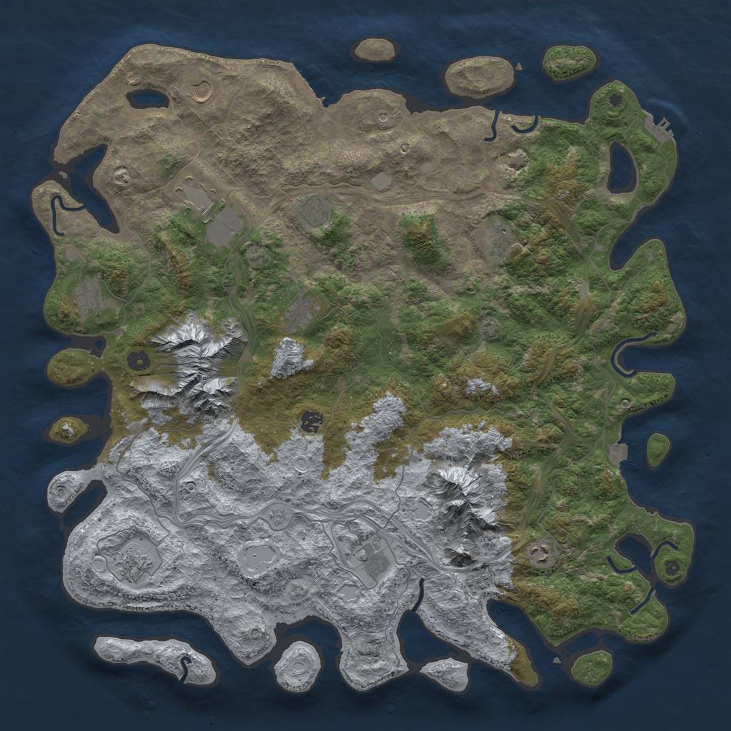 Rust Map: Procedural Map, Size: 5000, Seed: 7853, 19 Monuments