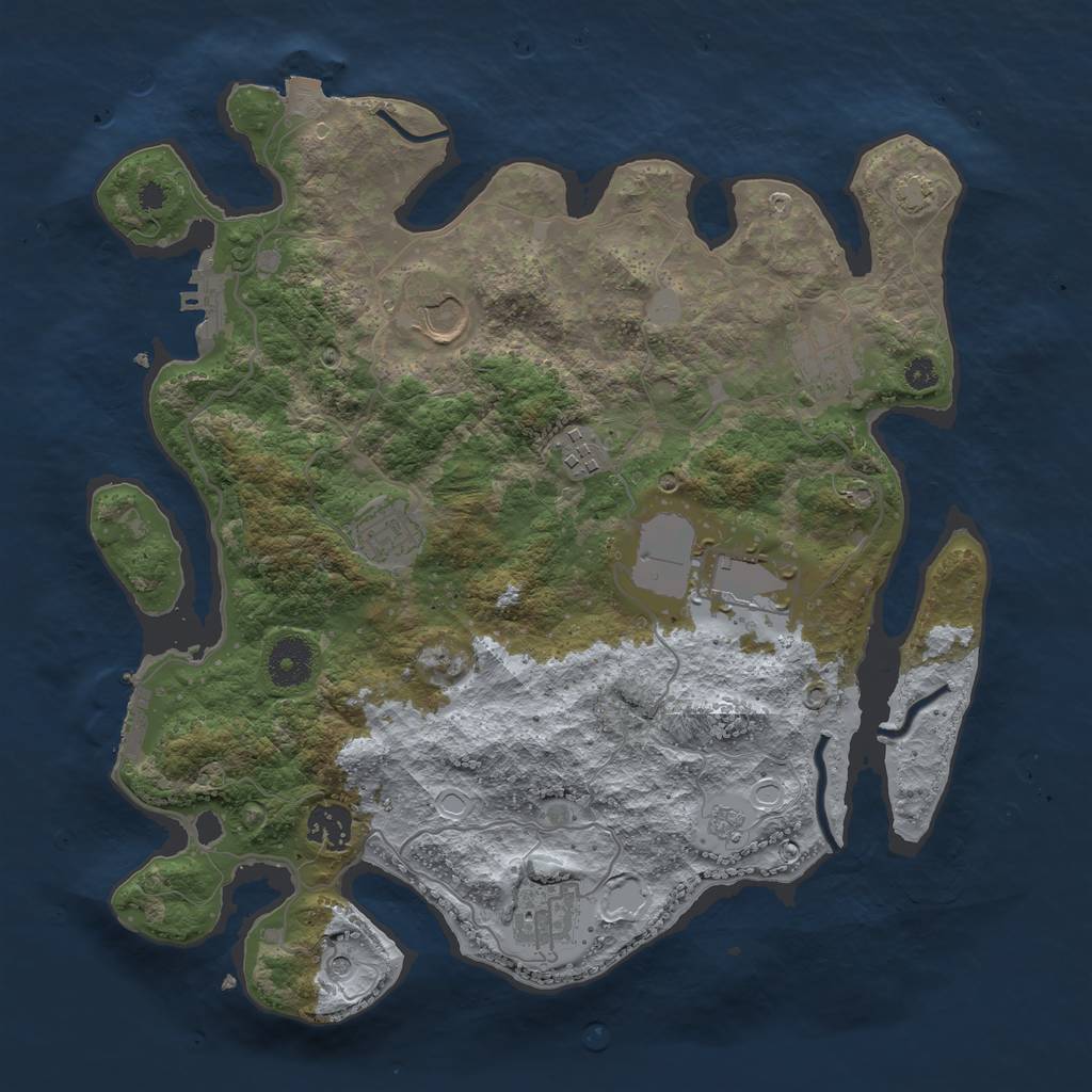 Rust Map: Procedural Map, Size: 3500, Seed: 765503075, 15 Monuments