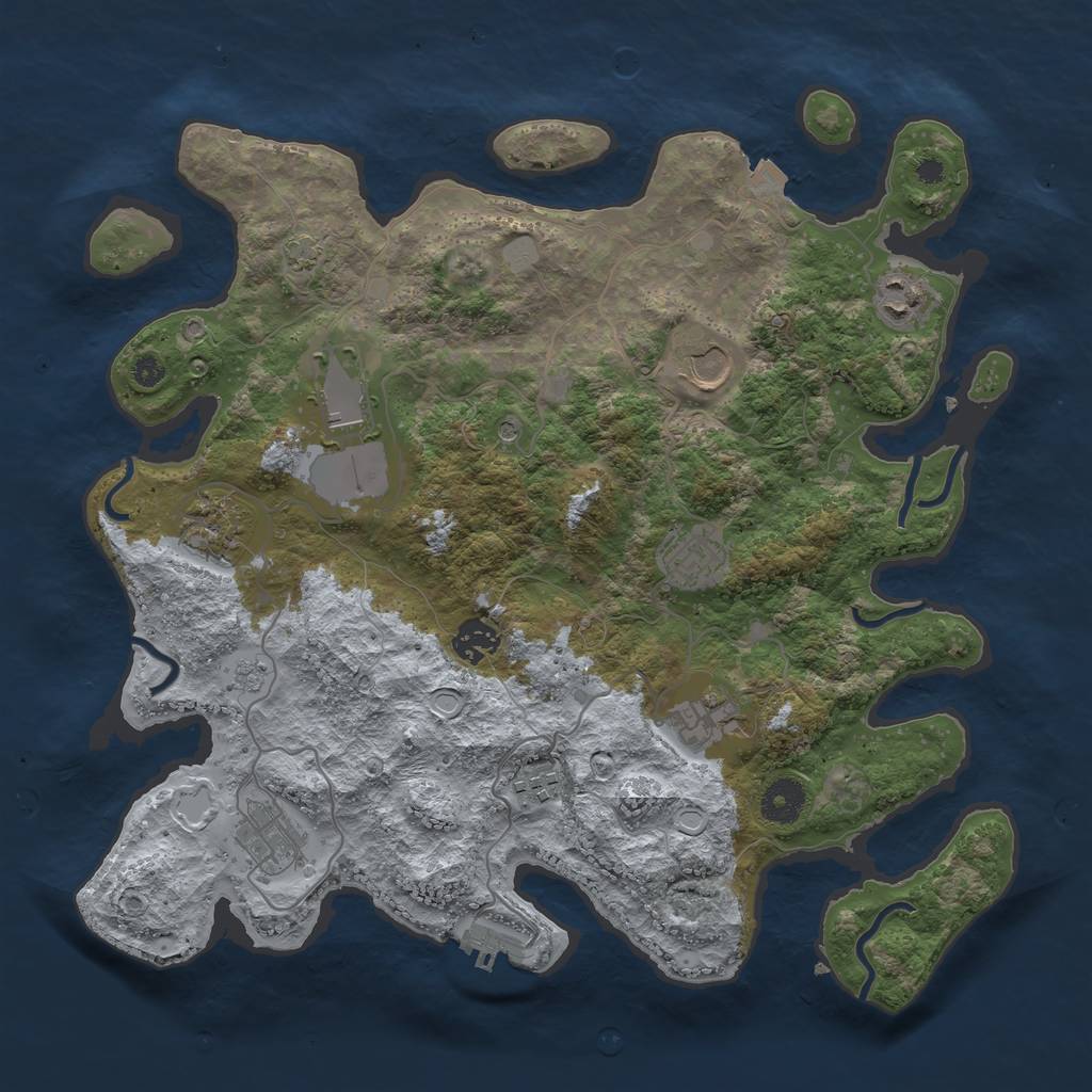 Rust Map: Procedural Map, Size: 3700, Seed: 2936939, 16 Monuments