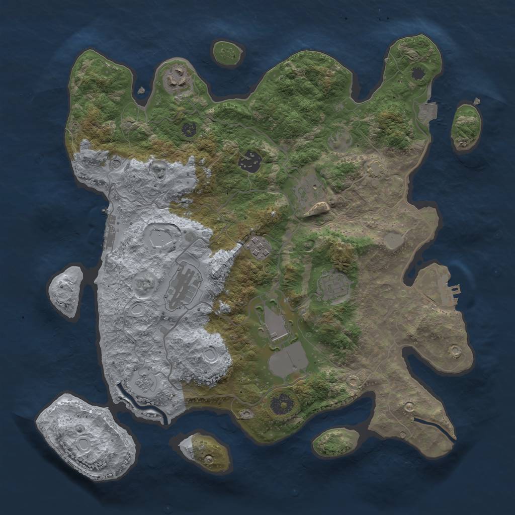 Rust Map: Procedural Map, Size: 3500, Seed: 1380402392, 15 Monuments