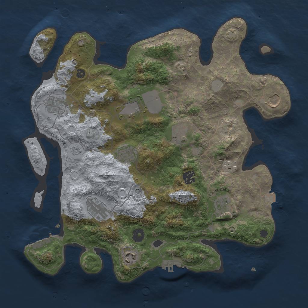 Rust Map: Procedural Map, Size: 3500, Seed: 935089316, 18 Monuments