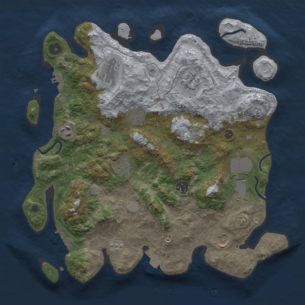 Rust Map: Procedural Map, Size: 3650, Seed: 24467463, 17 Monuments