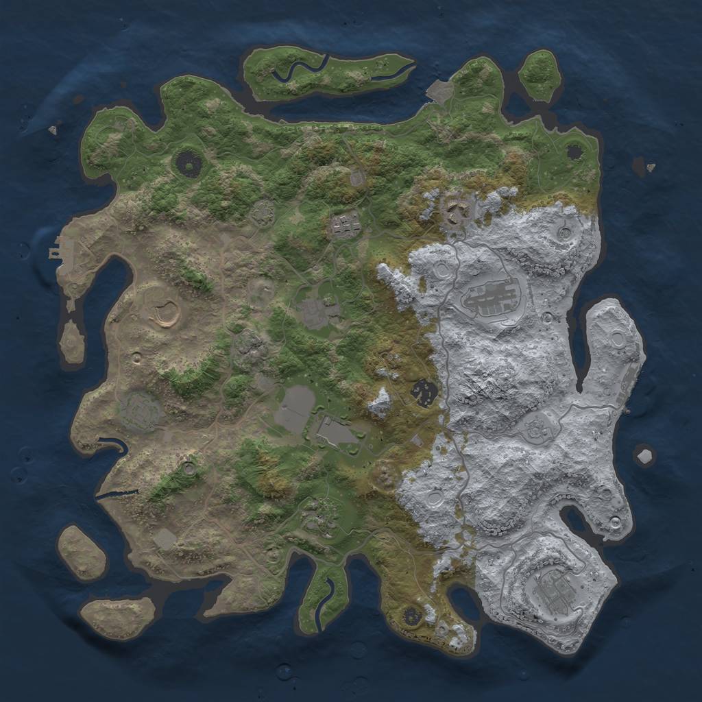 Rust Map: Procedural Map, Size: 4000, Seed: 1787332234, 18 Monuments