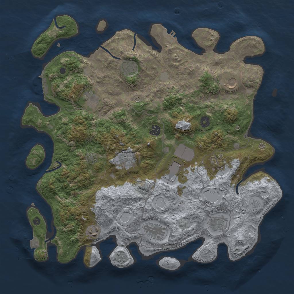 Rust Map: Procedural Map, Size: 4000, Seed: 1078058426, 19 Monuments