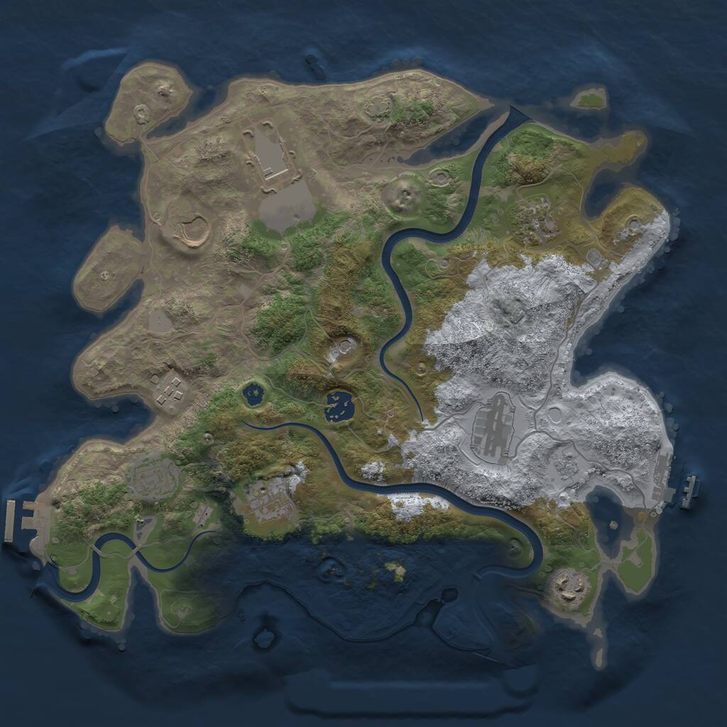 Rust Map: Procedural Map, Size: 3500, Seed: 1763923823, 15 Monuments