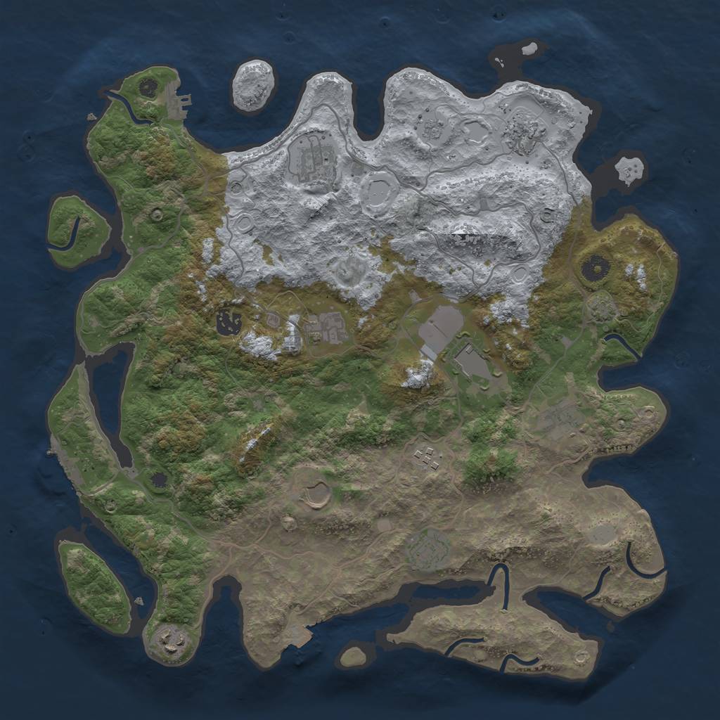 Rust Map: Procedural Map, Size: 4000, Seed: 264828207, 18 Monuments