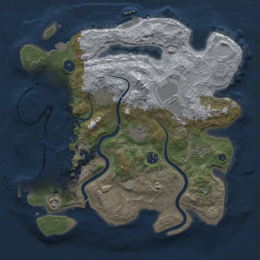 Rust Map: Procedural Map, Size: 3500, Seed: 279856509, 14 Monuments