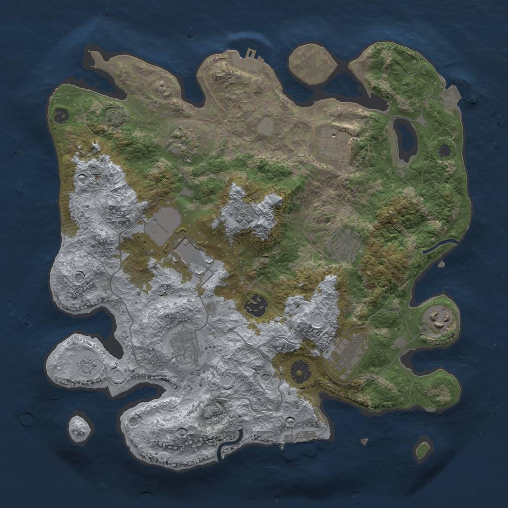 Rust Map: Procedural Map, Size: 3500, Seed: 474947754, 17 Monuments