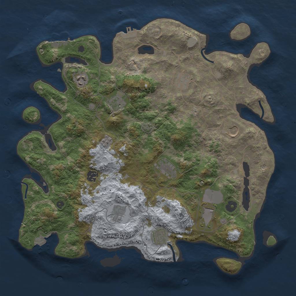 Rust Map: Procedural Map, Size: 4000, Seed: 1603313007, 17 Monuments