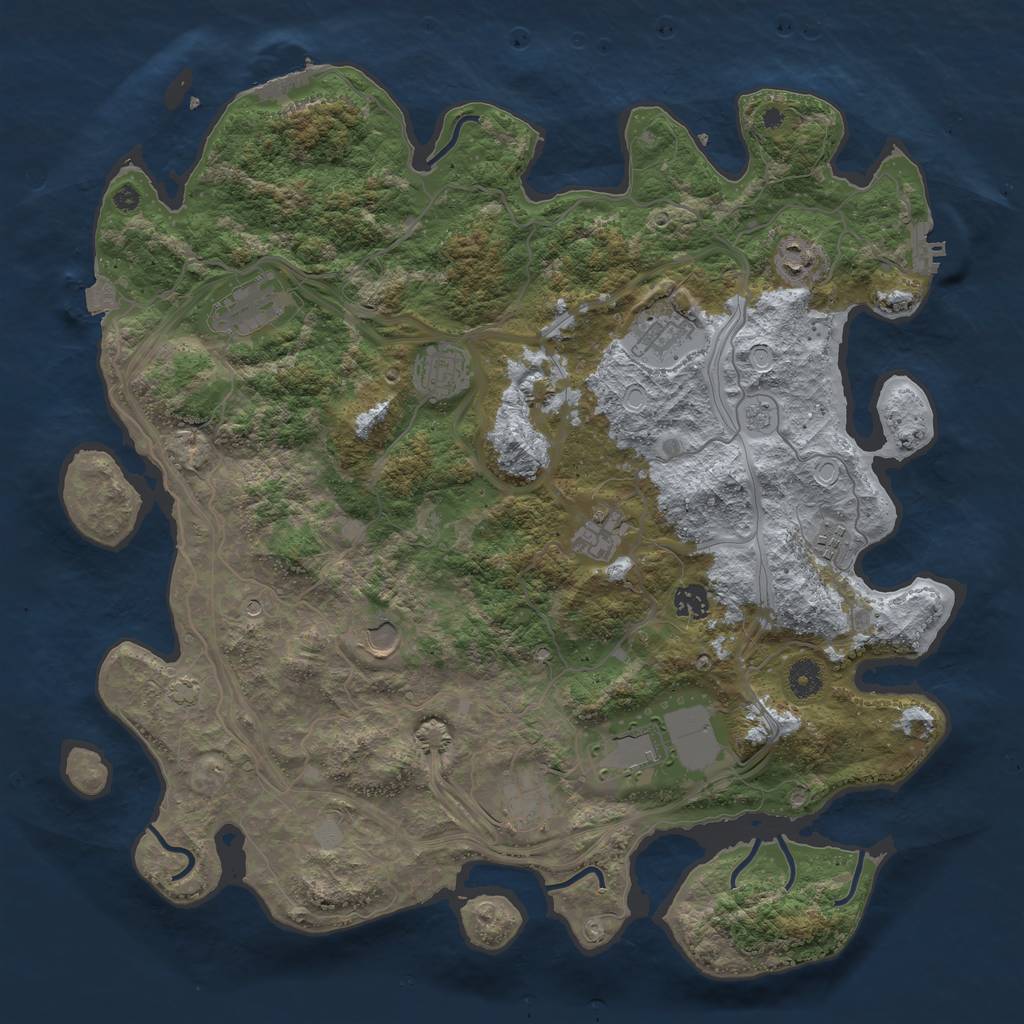 Rust Map: Procedural Map, Size: 4250, Seed: 217080991, 18 Monuments