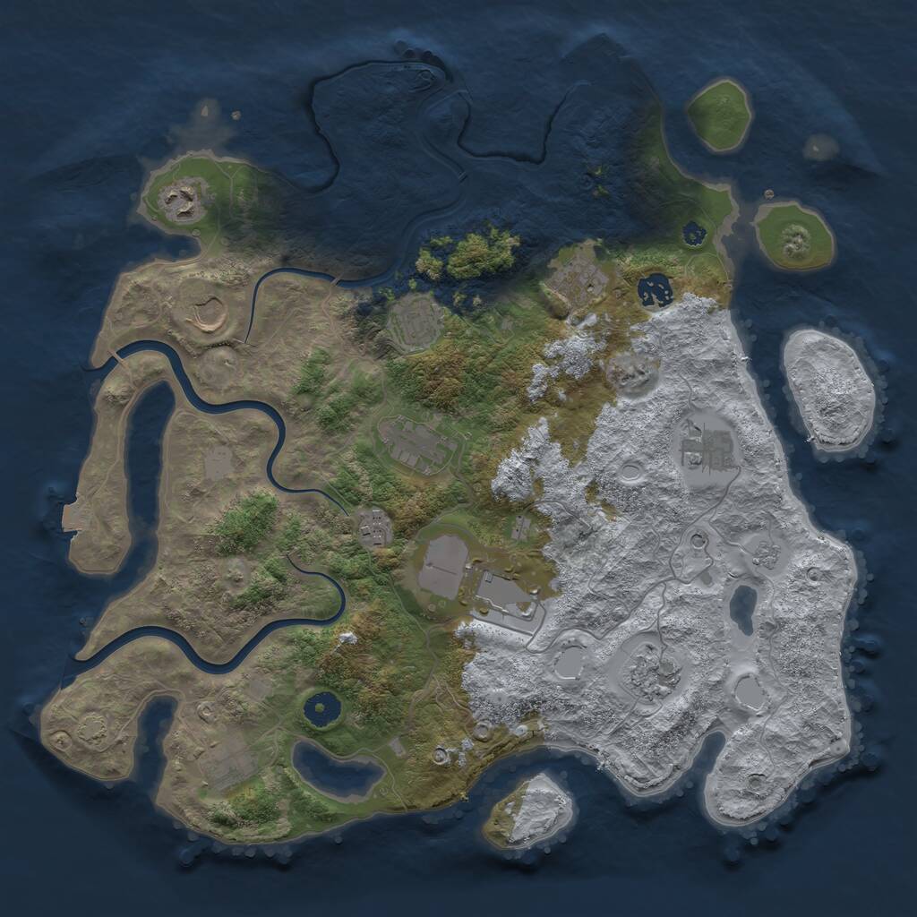 Rust Map: Procedural Map, Size: 3950, Seed: 47195155, 16 Monuments