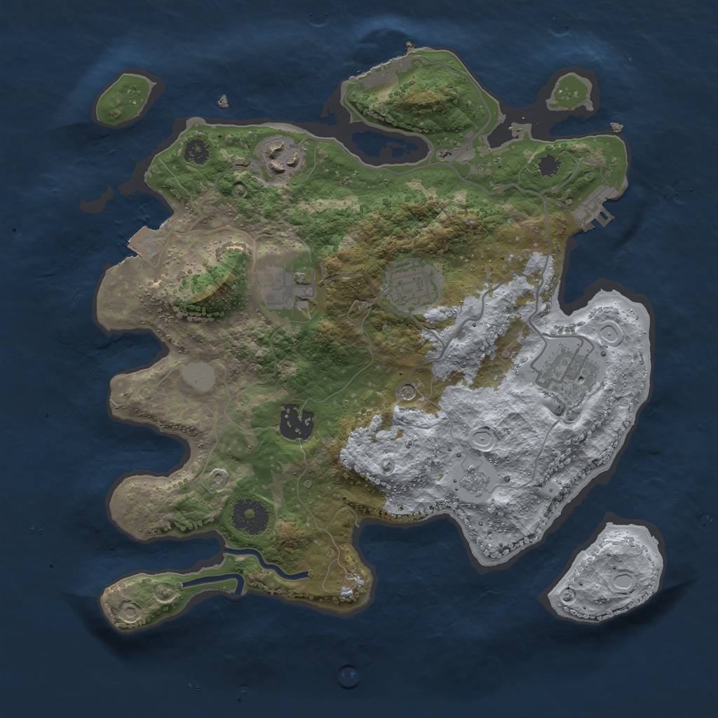 Rust Map: Procedural Map, Size: 3000, Seed: 297621098, 12 Monuments