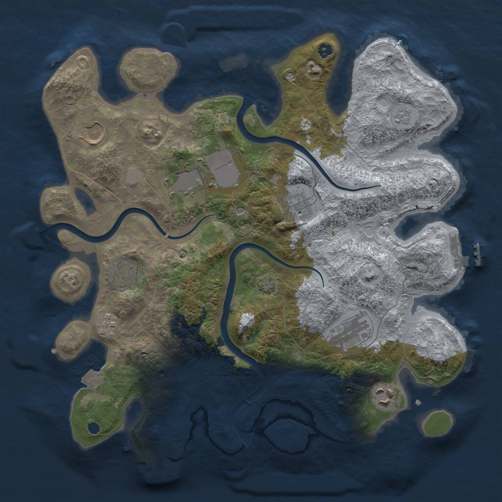 Rust Map: Procedural Map, Size: 3500, Seed: 396966071, 13 Monuments