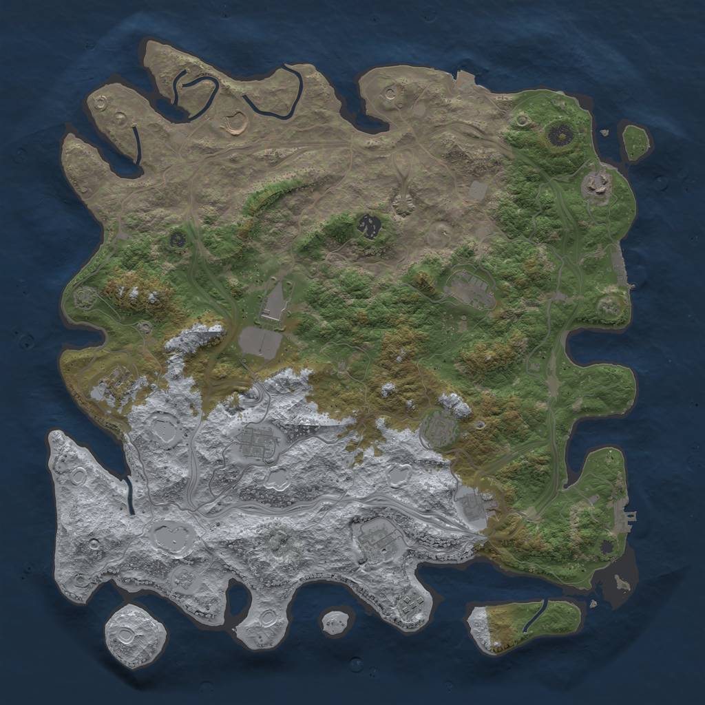 Rust Map: Procedural Map, Size: 4500, Seed: 784493838, 19 Monuments