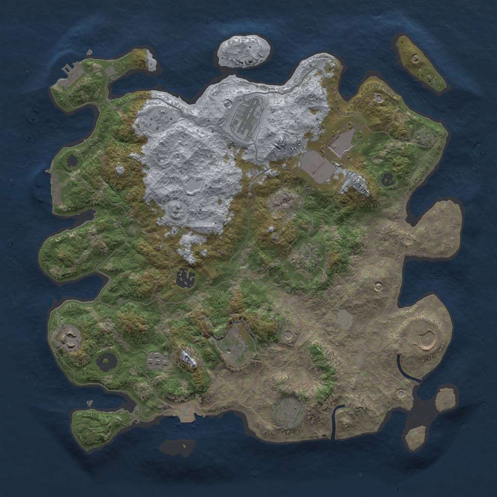 Rust Map: Procedural Map, Size: 3800, Seed: 593602170, 17 Monuments