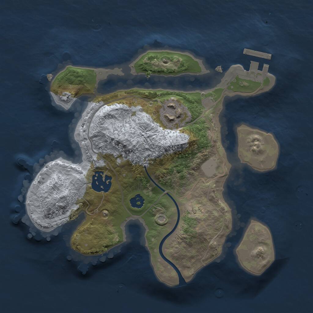 Rust Map: Procedural Map, Size: 2250, Seed: 1938942039, 4 Monuments