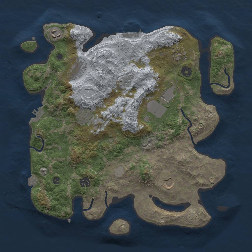 Rust Map: Procedural Map, Size: 3500, Seed: 1540051067, 15 Monuments