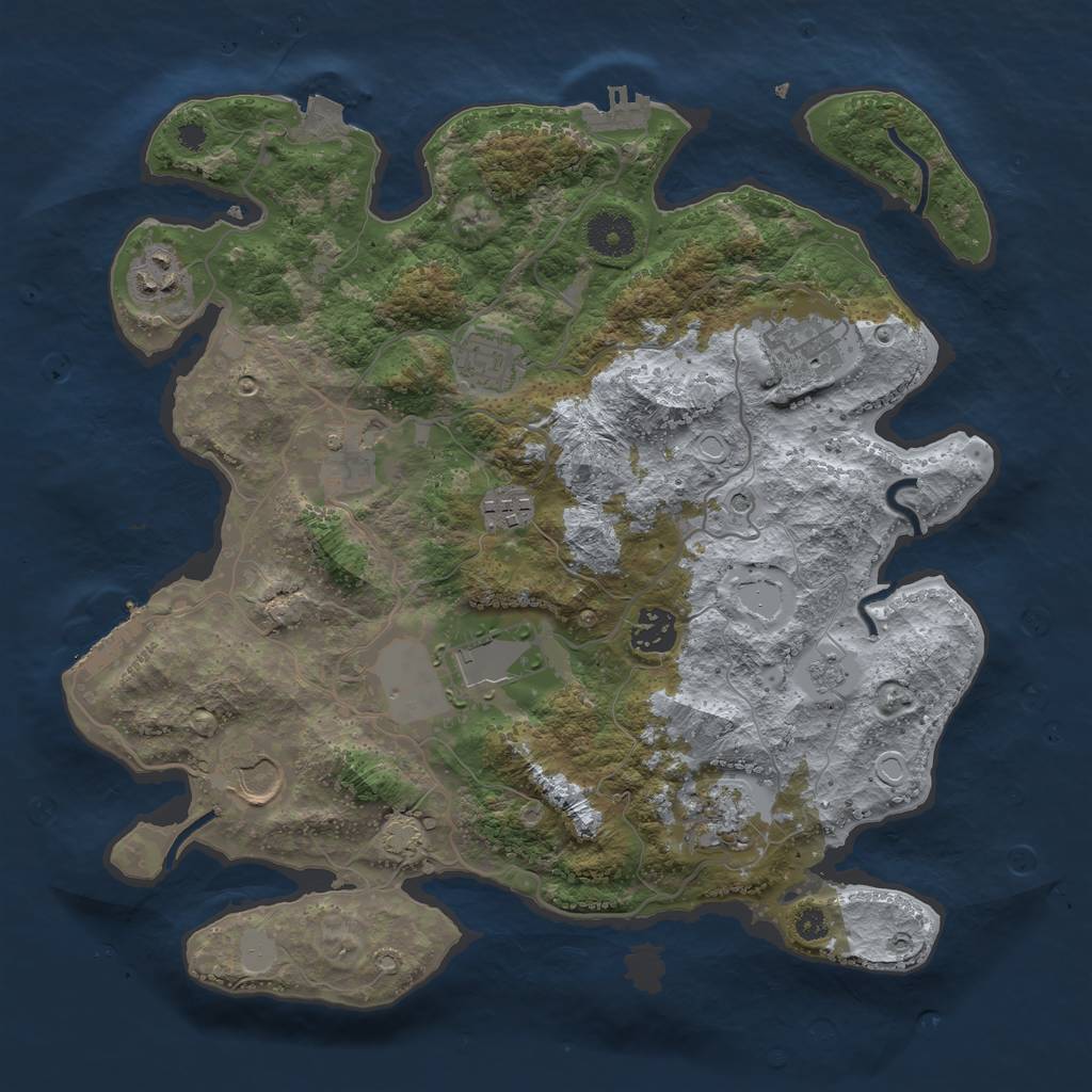 Rust Map: Procedural Map, Size: 3500, Seed: 1761649137, 17 Monuments