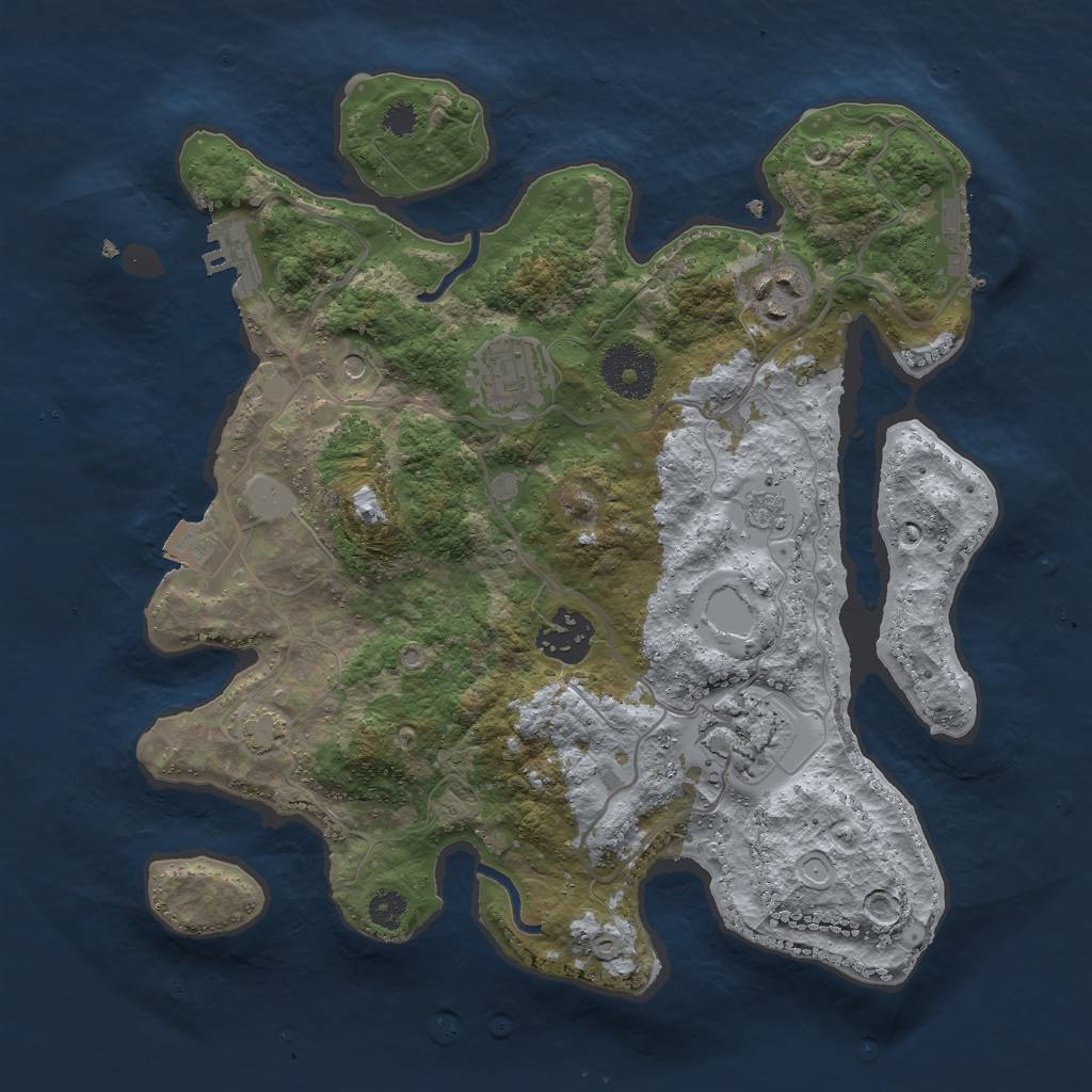 Rust Map: Procedural Map, Size: 3000, Seed: 6419, 12 Monuments