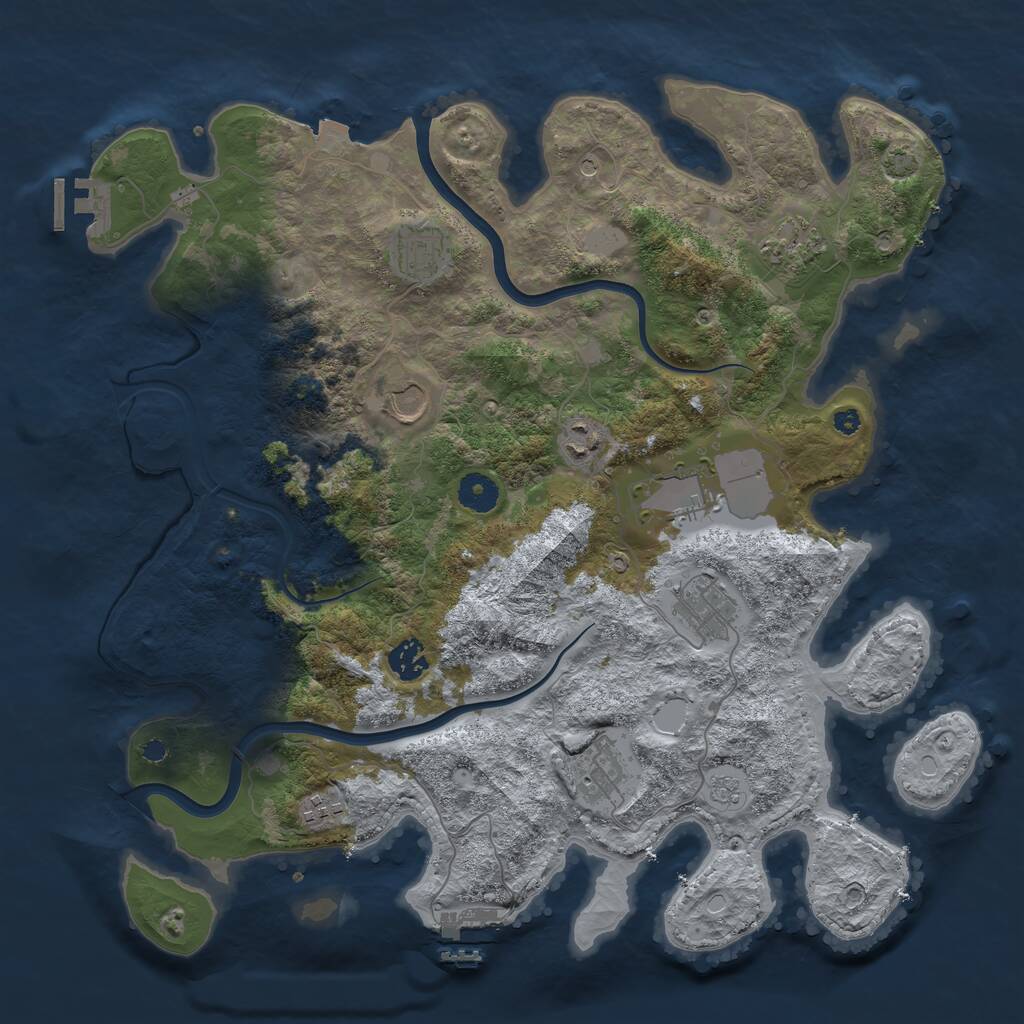 Rust Map: Procedural Map, Size: 3900, Seed: 9, 15 Monuments