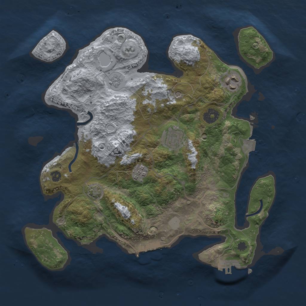Rust Map: Procedural Map, Size: 3000, Seed: 7690351, 11 Monuments