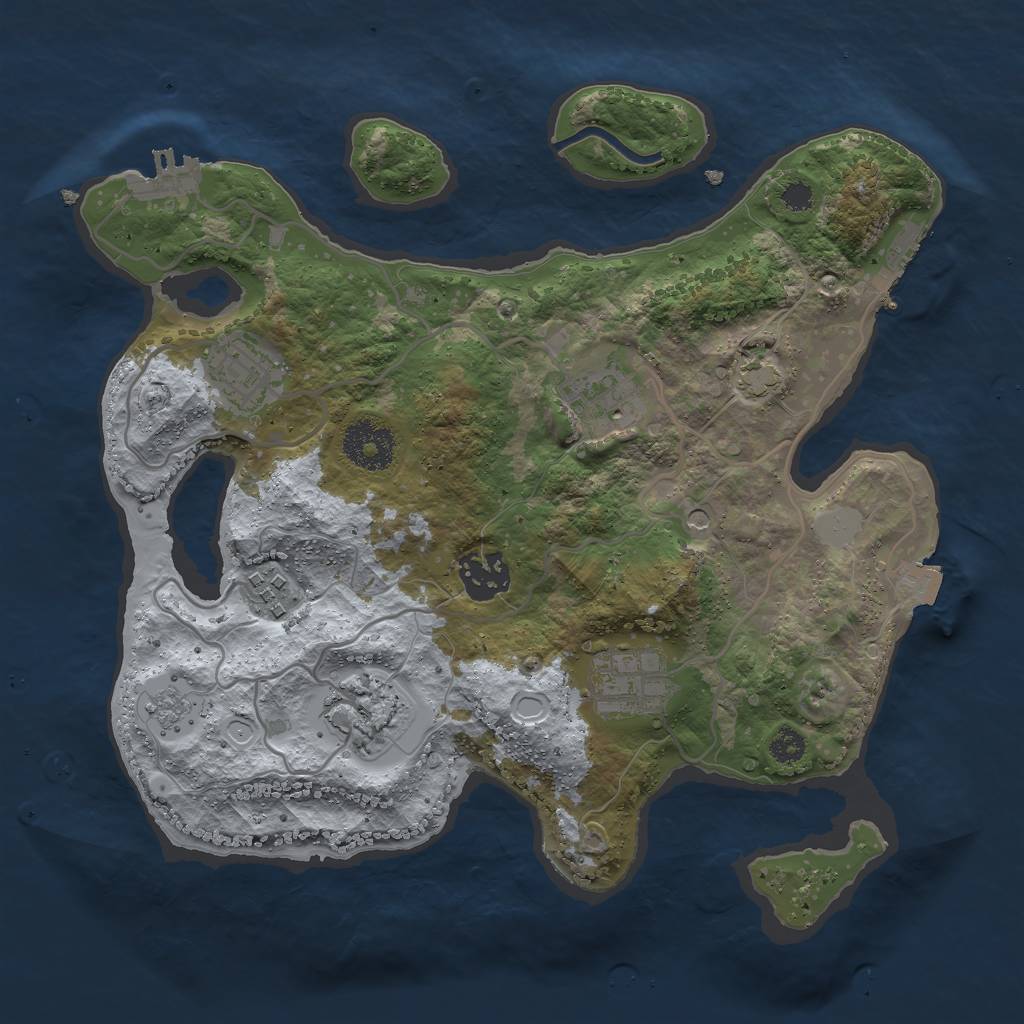 Rust Map: Procedural Map, Size: 3000, Seed: 892643583, 14 Monuments