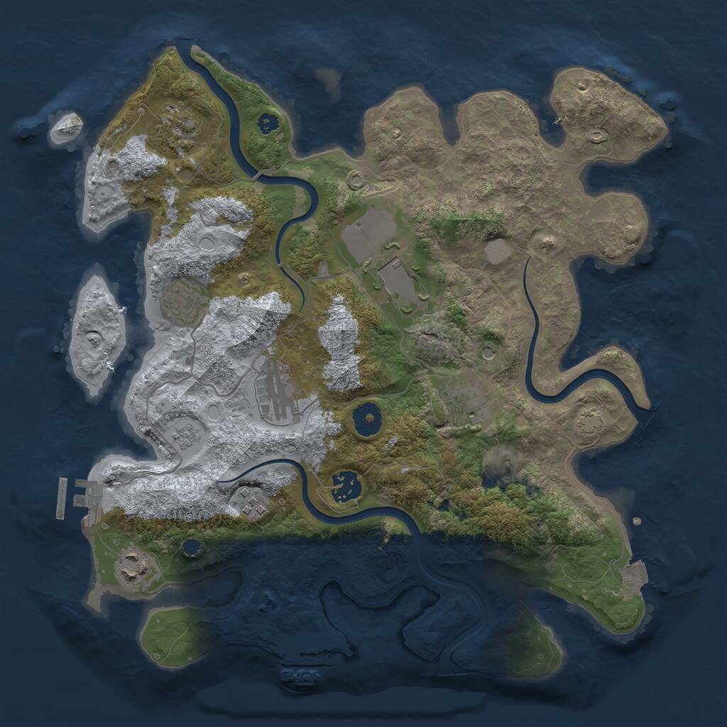 Rust Map: Procedural Map, Size: 3500, Seed: 1801851670, 14 Monuments