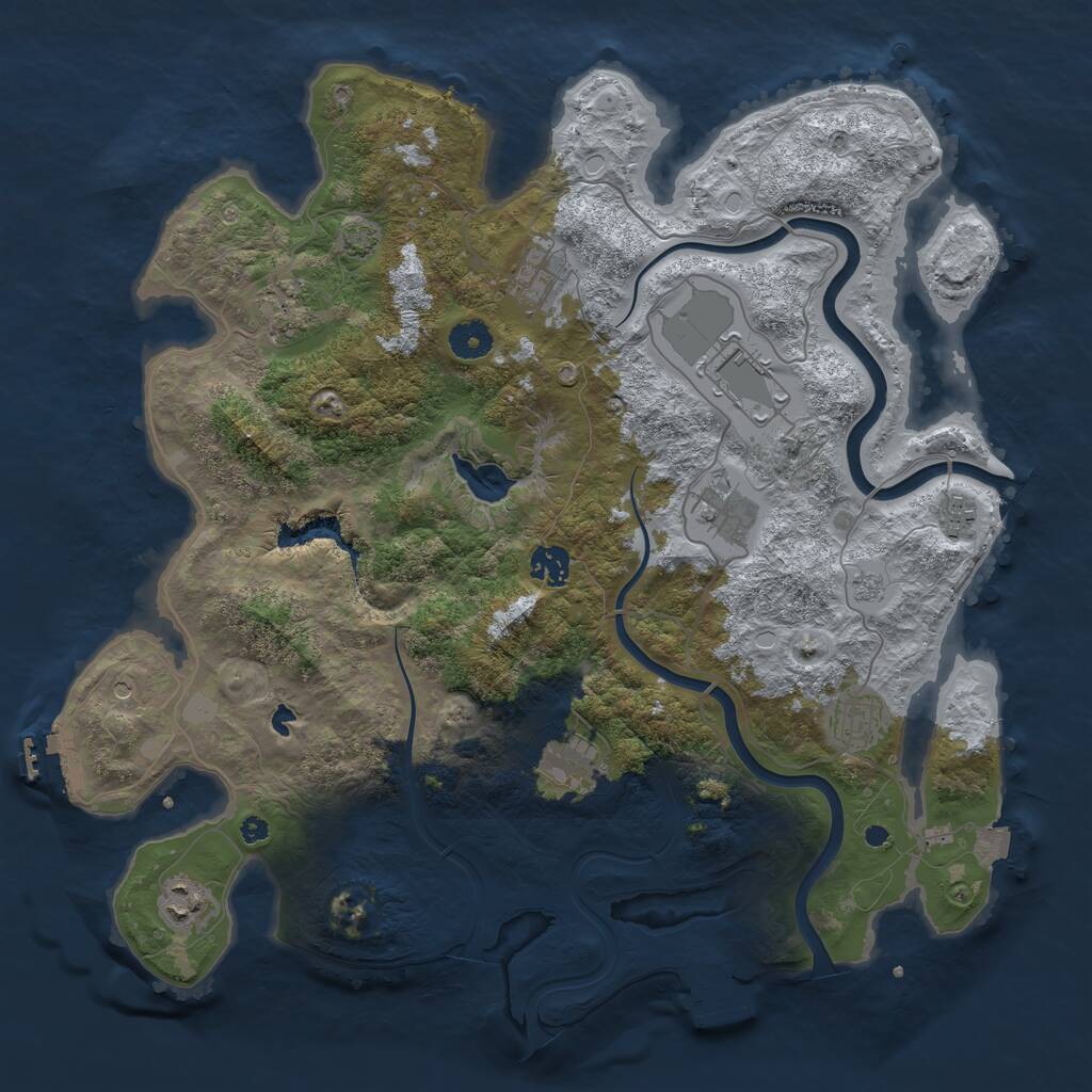 Rust Map: Procedural Map, Size: 4000, Seed: 1250190683, 15 Monuments