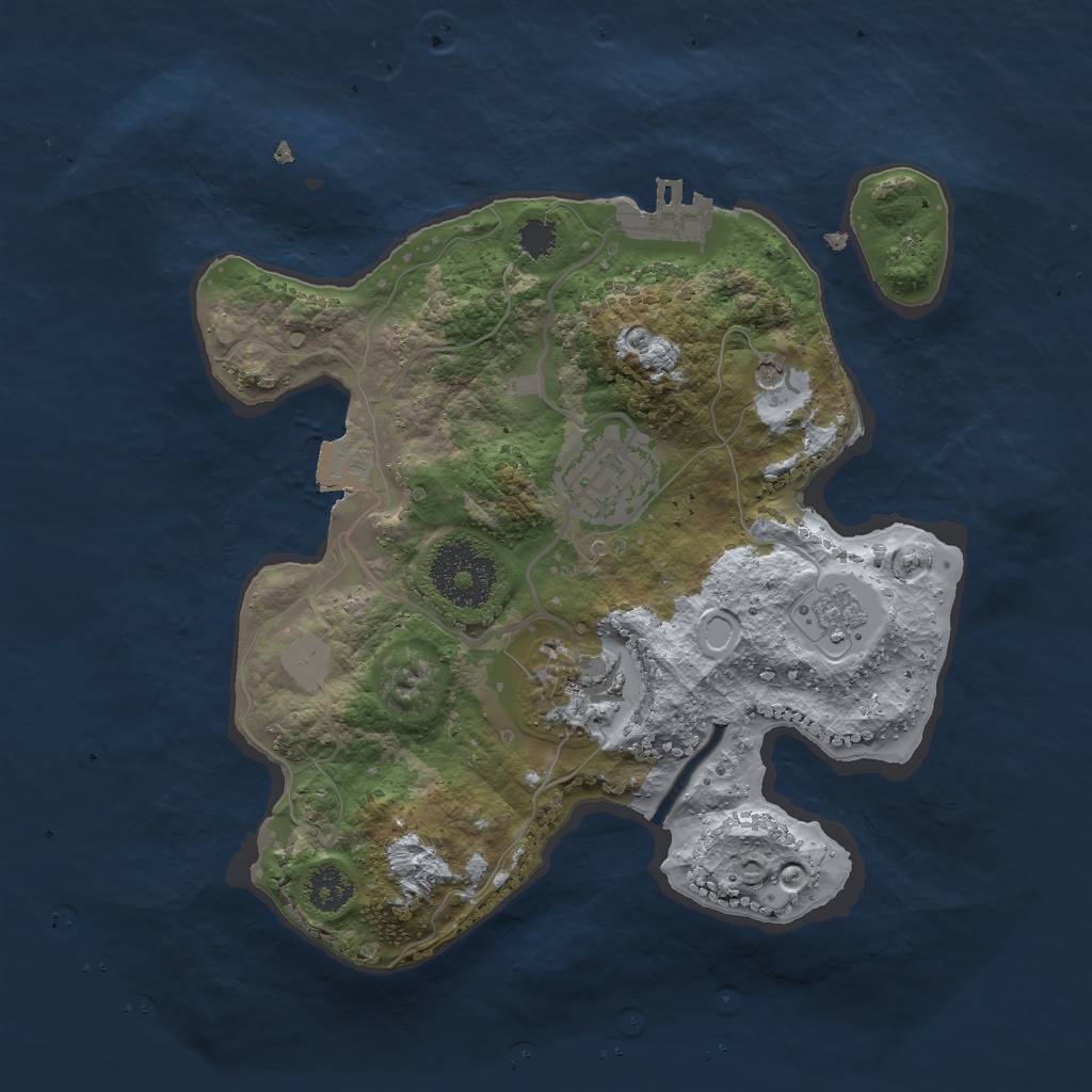 Rust Map: Procedural Map, Size: 2500, Seed: 571517186, 8 Monuments