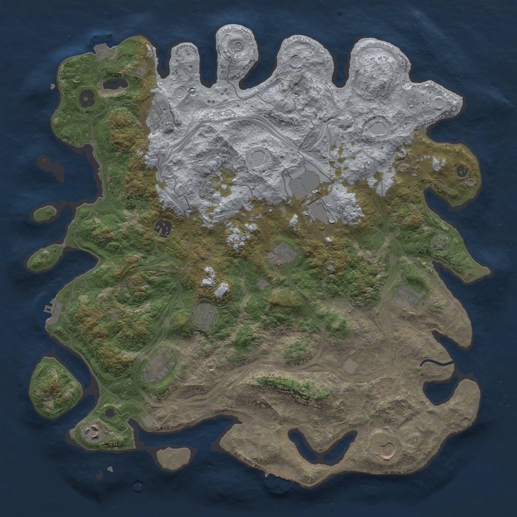 Rust Map: Procedural Map, Size: 4500, Seed: 535168100, 19 Monuments