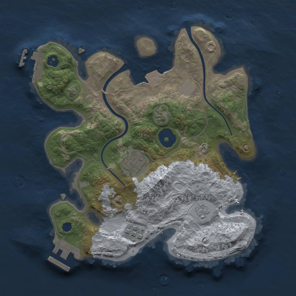 Rust Map: Procedural Map, Size: 2500, Seed: 2104940298, 6 Monuments