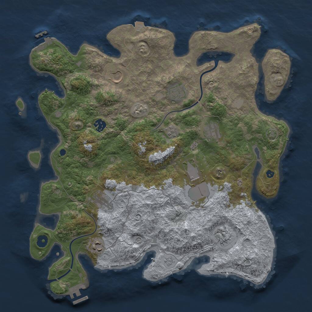 Rust Map: Procedural Map, Size: 3950, Seed: 1243571, 15 Monuments