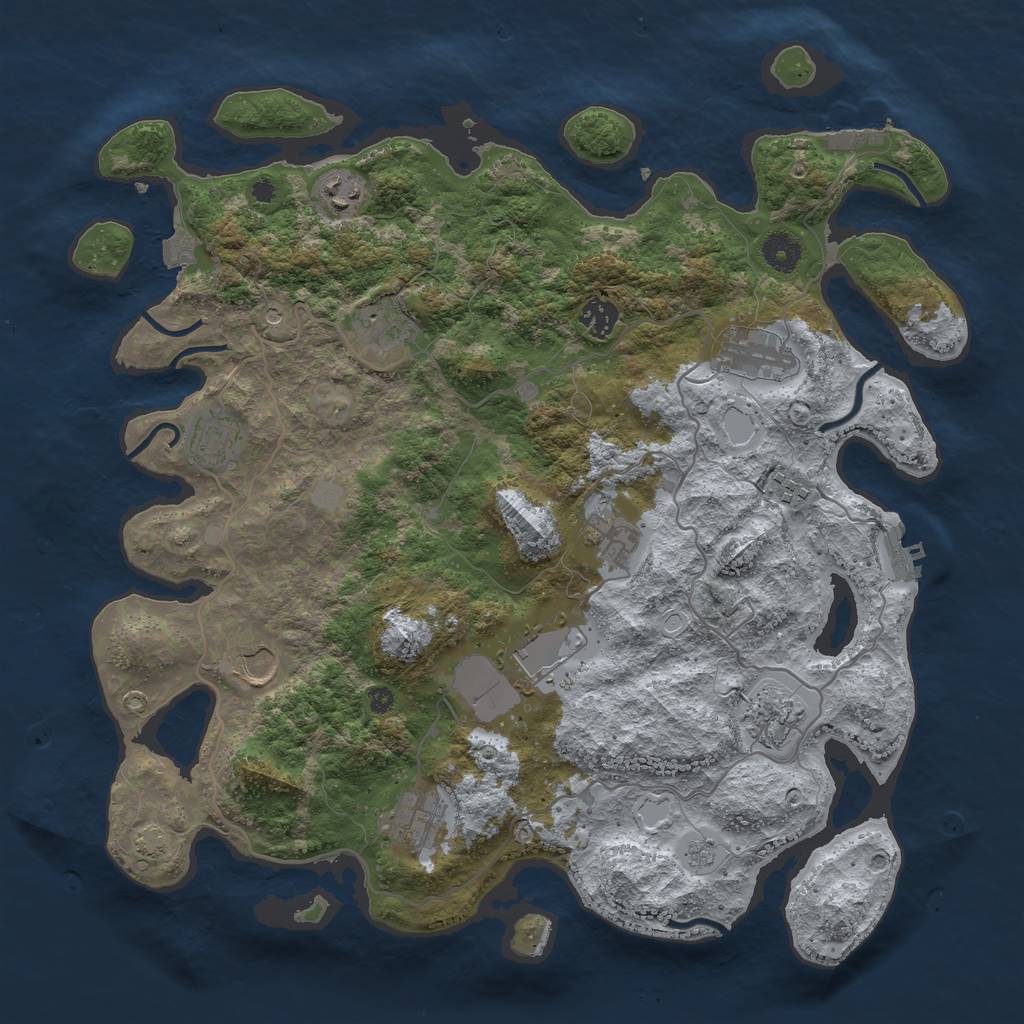 Rust Map: Procedural Map, Size: 4000, Seed: 102909639, 19 Monuments