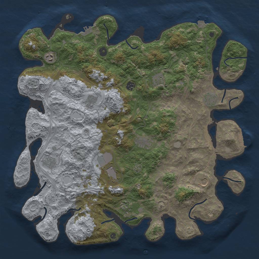 Rust Map: Procedural Map, Size: 4500, Seed: 1969795893, 19 Monuments