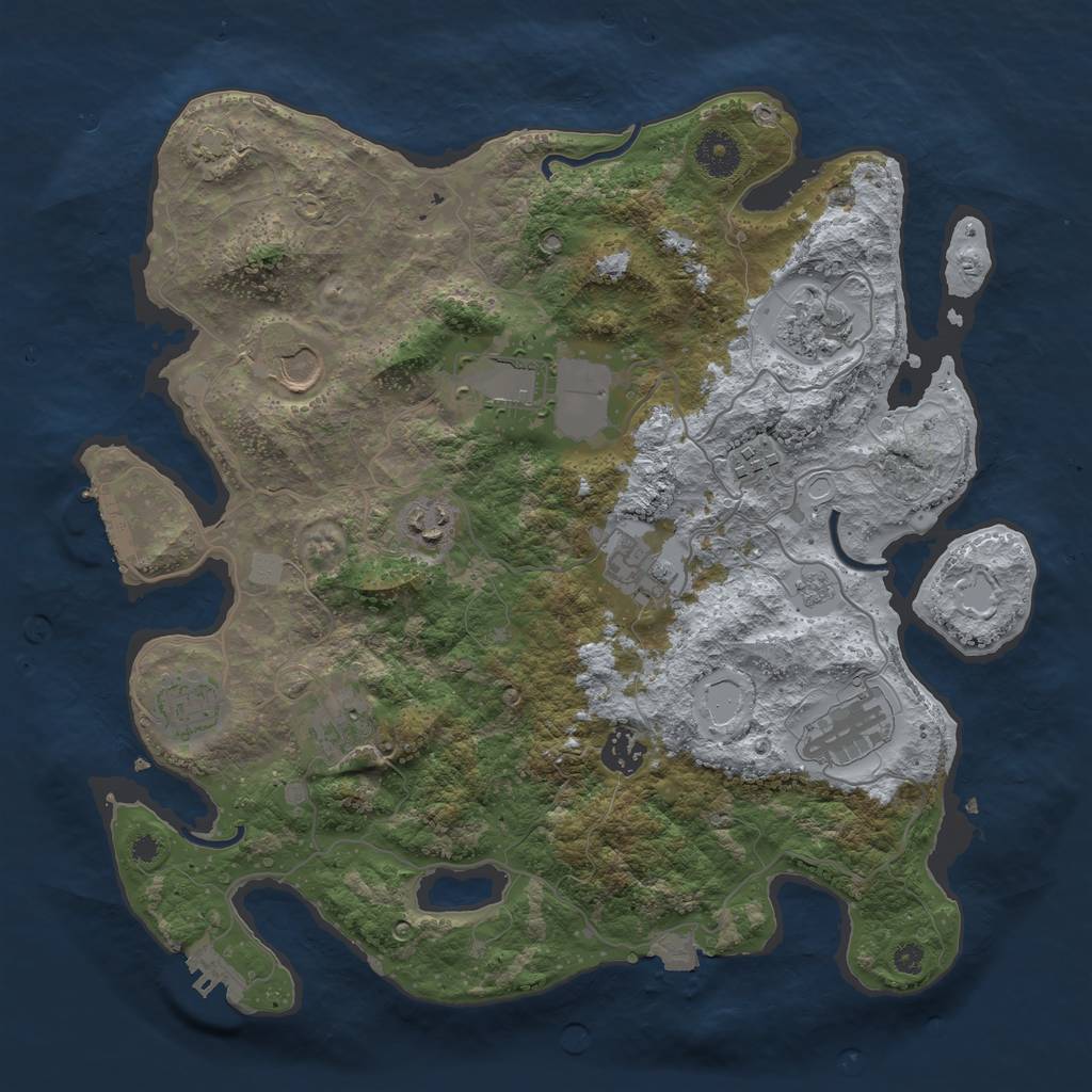 Rust Map: Procedural Map, Size: 3650, Seed: 1909220669, 17 Monuments