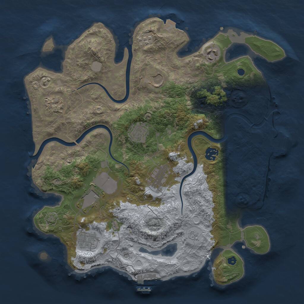 Rust Map: Procedural Map, Size: 3500, Seed: 900728816, 15 Monuments