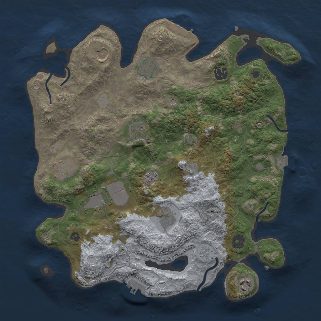 Rust Map: Procedural Map, Size: 3500, Seed: 900728816, 17 Monuments