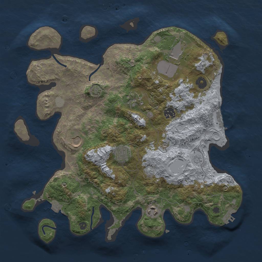 Rust Map: Procedural Map, Size: 3500, Seed: 894697270, 14 Monuments