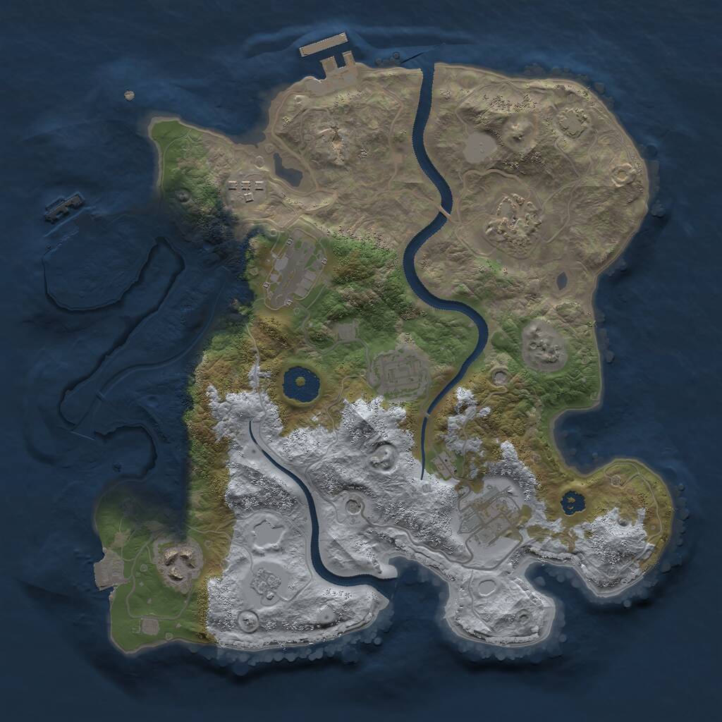 Rust Map: Procedural Map, Size: 3000, Seed: 12233, 12 Monuments