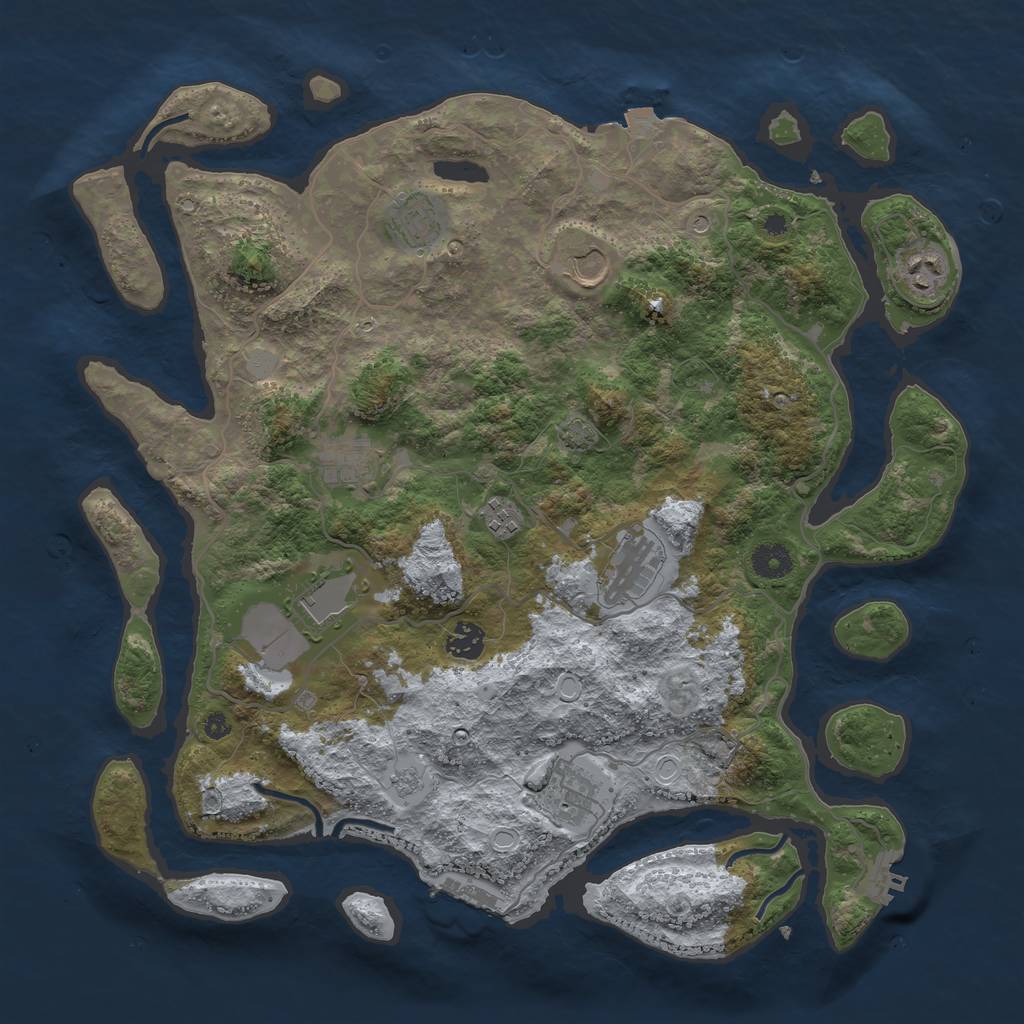 Rust Map: Procedural Map, Size: 4000, Seed: 909583500, 17 Monuments