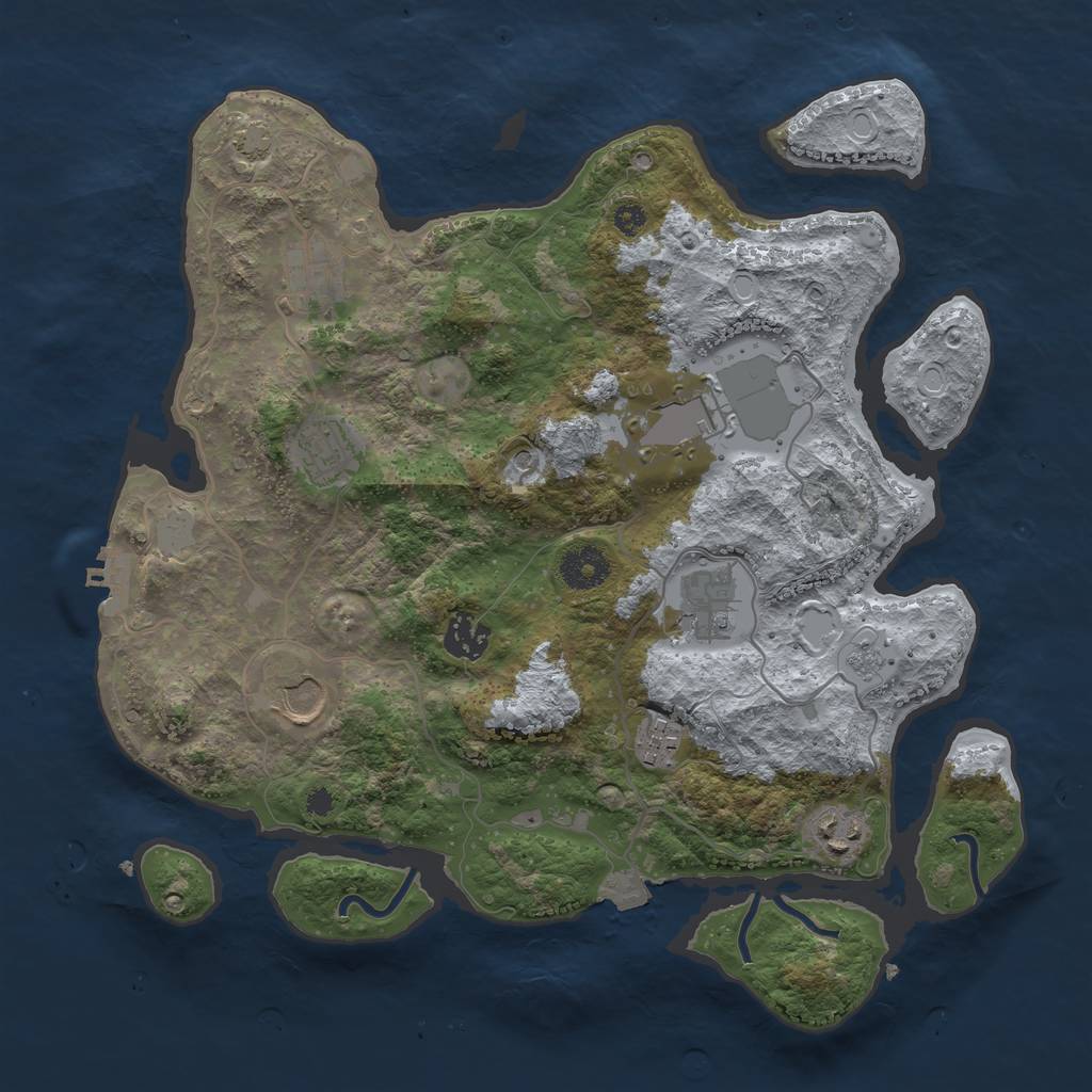 Rust Map: Procedural Map, Size: 3500, Seed: 725353184, 15 Monuments