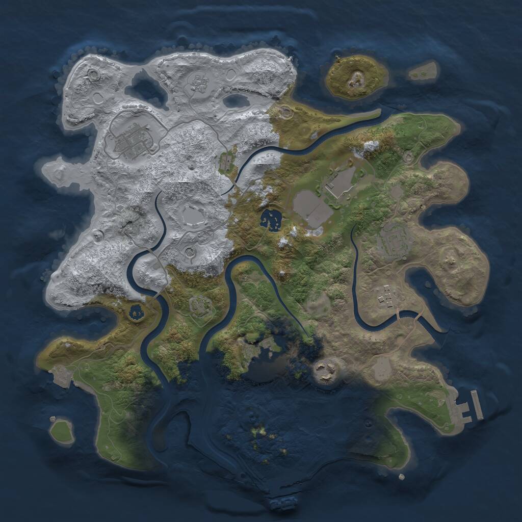 Rust Map: Procedural Map, Size: 3500, Seed: 231245, 13 Monuments