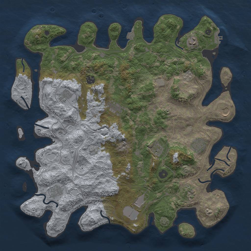 Rust Map: Procedural Map, Size: 4300, Seed: 6345333, 18 Monuments