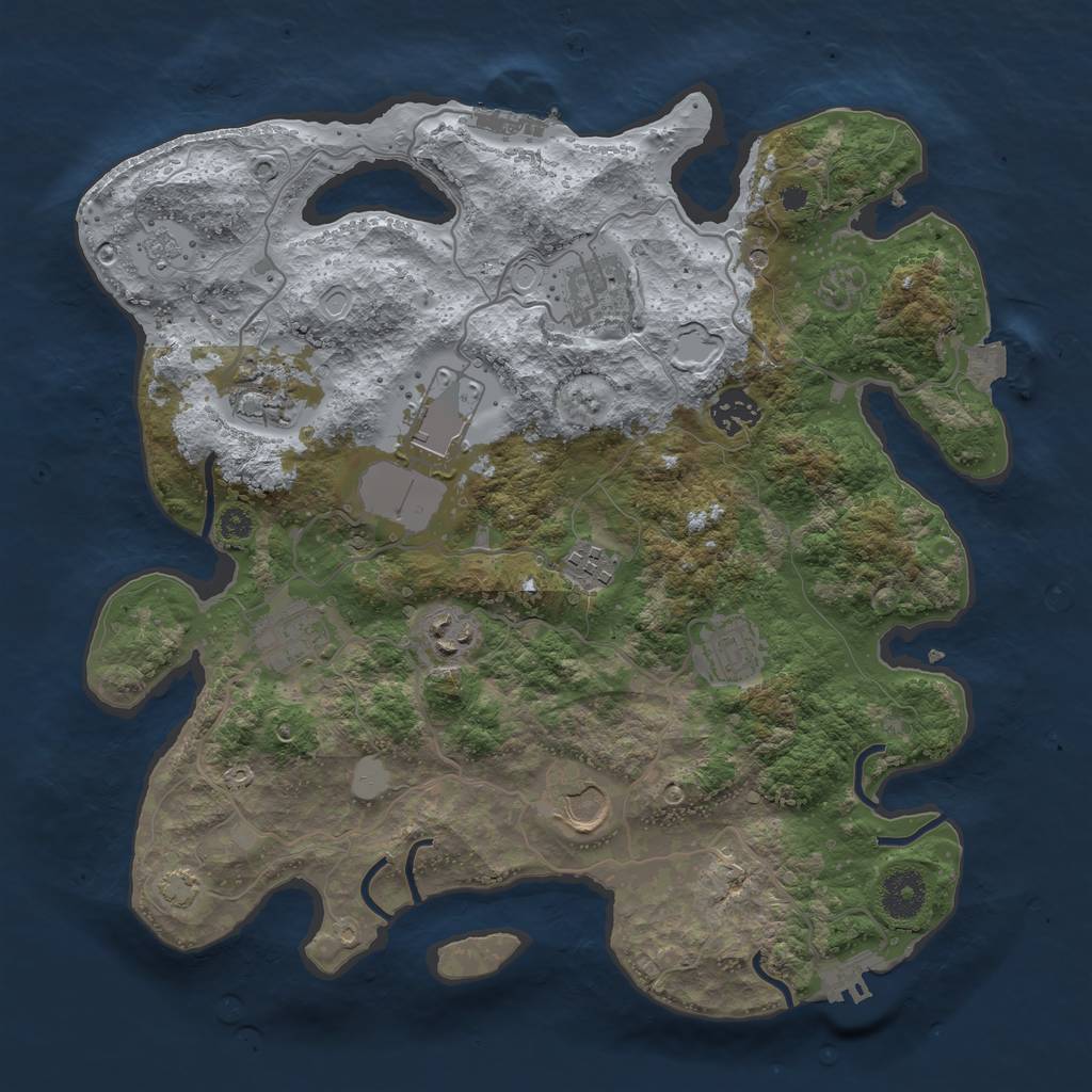 Rust Map: Procedural Map, Size: 3500, Seed: 682362038, 17 Monuments
